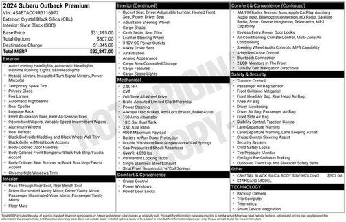 Crystal Black Silica 2024 Subaru Outback Premium