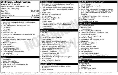 Magnetite Gray Metallic 2020 Subaru Outback Premium