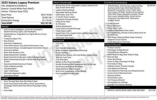 2025 Subaru Legacy Premium