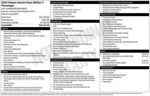 Autumn Green Metallic 2024 Subaru Ascent Onyx Edition