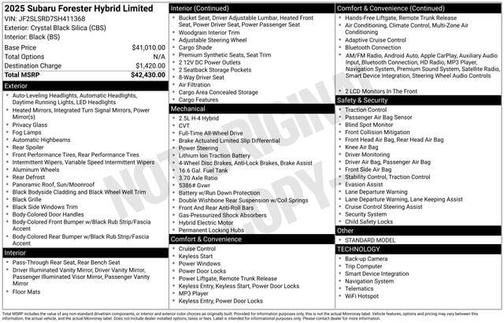 Crystal Black Silica 2025 Subaru Forester Hybrid Limited