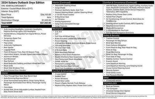 Crystal Black Silica 2024 Subaru Outback Onyx Edition