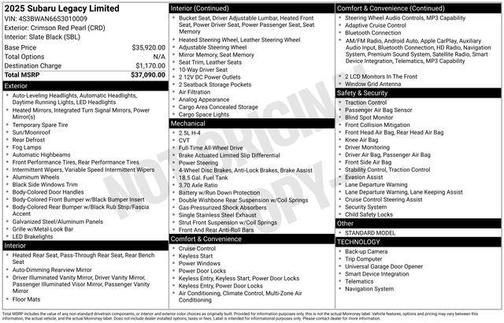 2025 Subaru Legacy Limited