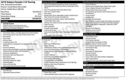 2018 Subaru Forester 2.5i Touring