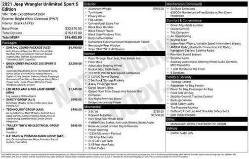 2021 Jeep Wrangler Unlimited Sport