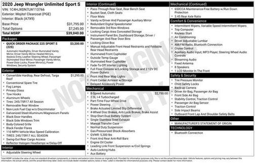 2020 Jeep Wrangler Unlimited Sport