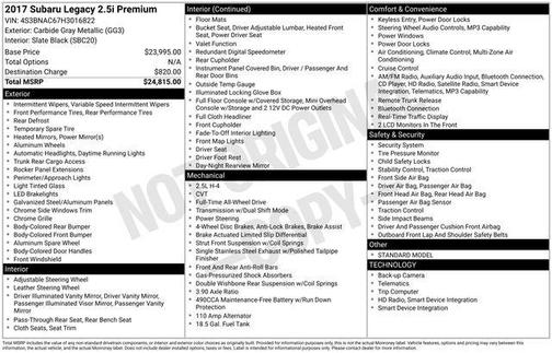 2017 Subaru Legacy 2.5i Premium