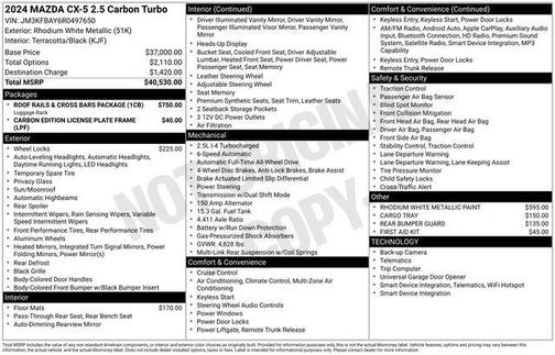 Rhodium White Metallic 2024 Mazda CX-5 2.5 Carbon Turbo