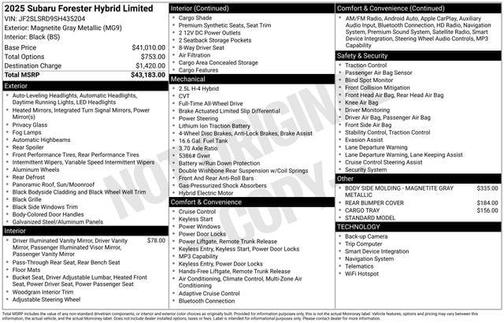 Magnetite Gray Metallic 2025 Subaru Forester Hybrid Limited