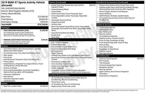 Black Sapphire Metallic 2019 BMW X7 xDrive40i