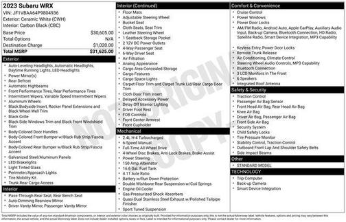 Ceramic White 2023 Subaru WRX Base