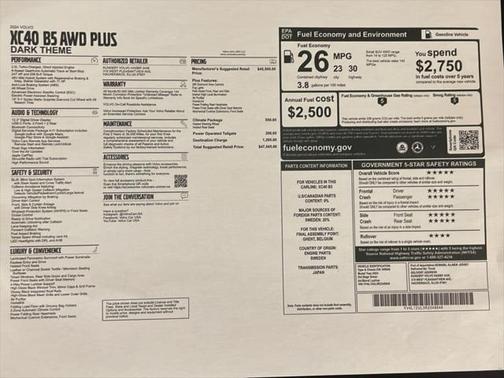 2024 Volvo XC40 B5 Plus Dark Theme