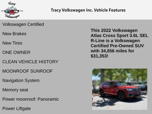 Red Metallic 2022 Volkswagen Atlas Cross Sport 3.6L V6 SEL R-Line