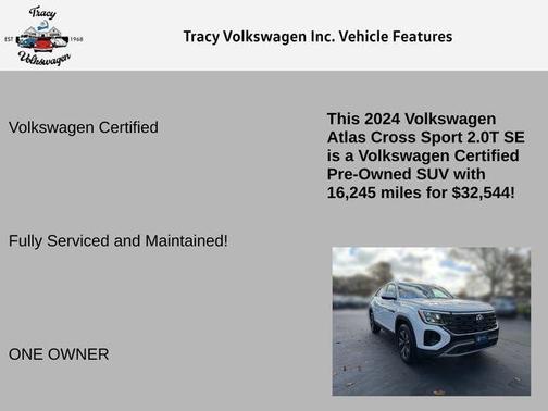 Pure White 2024 Volkswagen Atlas Cross Sport 2.0T SE
