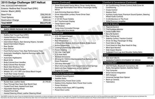 Redline Red Tricoat Pearl 2015 Dodge Challenger SRT Hellcat