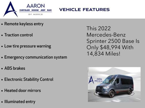 Gray Metallic 2022 Mercedes-Benz Sprinter 2500 Cargo 144 WB