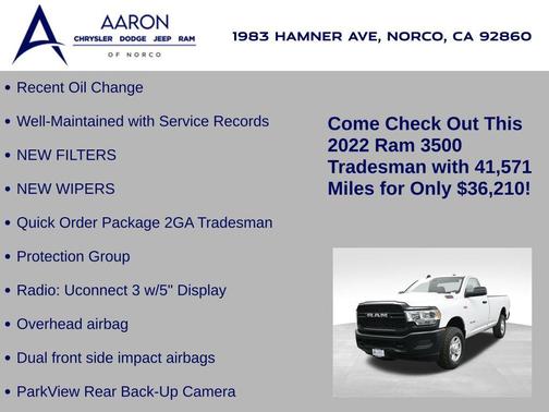 2022 RAM 3500 Tradesman Regular Cab 4x4 8' Box