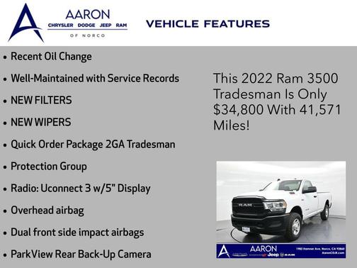 2022 RAM 3500 Tradesman Regular Cab 4x4 8' Box