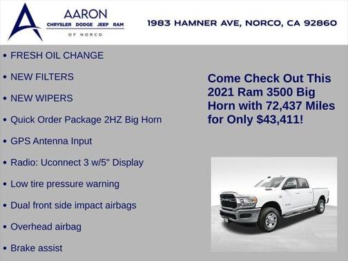 2021 RAM 3500 Big Horn Crew Cab 4x4 6'4' Box