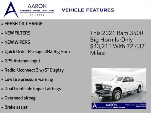 2021 RAM 3500 Big Horn Crew Cab 4x4 6'4' Box