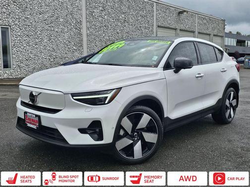 Crystal White Metallic 2023 Volvo C40 Recharge Pure Electric Twin Ultimate