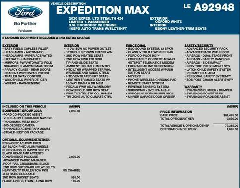 Oxford White 2020 Ford Expedition Max Limited