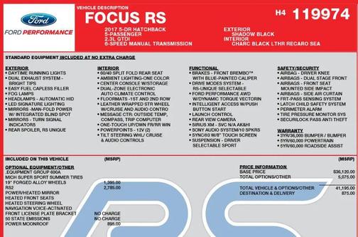 Shadow Black 2017 Ford Focus RS Base