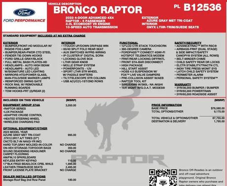 Azure Gray Metallic Tri-Coat 2023 Ford Bronco Raptor