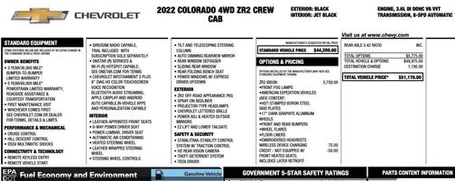 Black 2022 Chevrolet Colorado ZR2