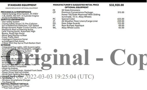 2022 Toyota Prius Limited