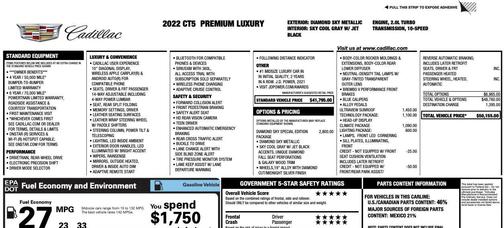 Diamond Sky Metallic 2022 Cadillac CT5 Premium Luxury