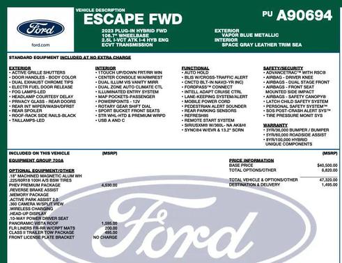 Vapor Blue Metallic 2023 Ford Escape PHEV SE