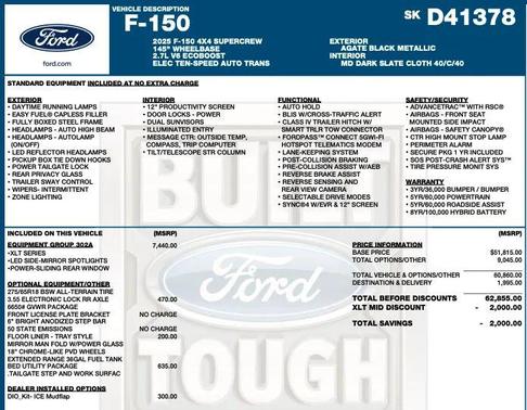 Agate Black Metallic 2025 Ford F-150 XLT