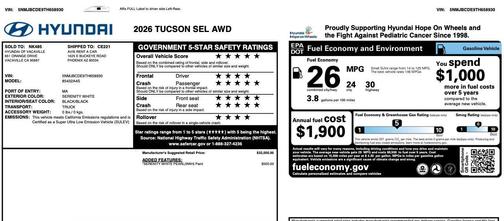 Serenity White Pearl 2026 Hyundai TUCSON SEL