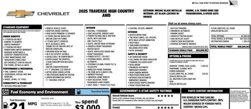 Mosaic Black Metallic 2025 Chevrolet Traverse High Country