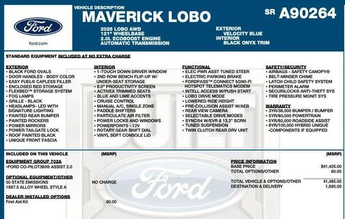 Blue 2025 Ford Maverick Lobo