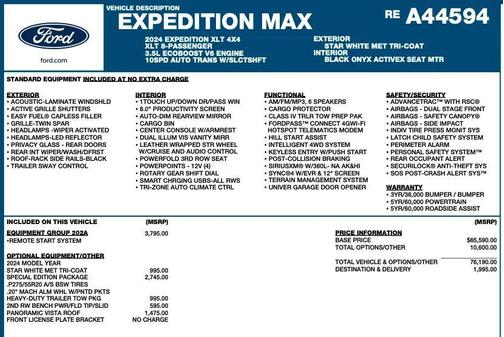 Star White Metallic Tri-Coat 2024 Ford Expedition Max XLT