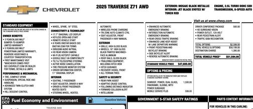 Mosaic Black Metallic 2025 Chevrolet Traverse AWD Z71