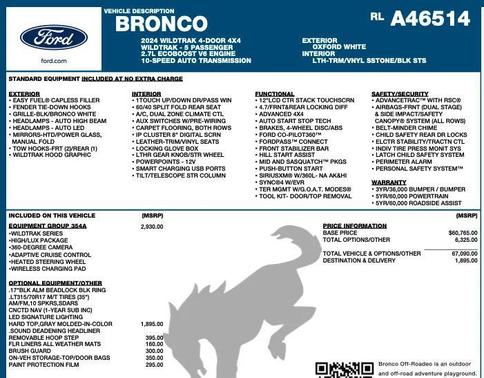 Oxford White 2024 Ford Bronco Wildtrak