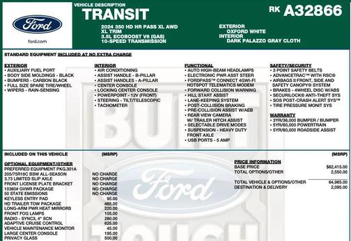 Oxford White 2024 Ford Transit-350 XL