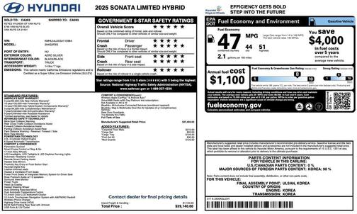 2025 Hyundai SONATA Hybrid Limited