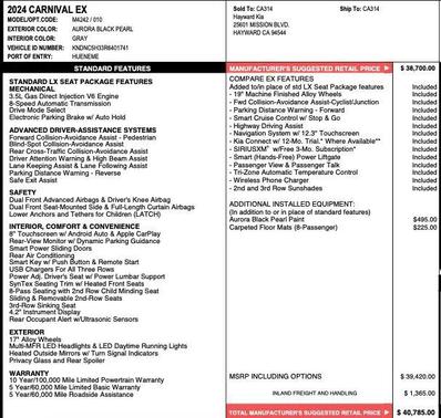 Aurora Black Pearl 2024 Kia Carnival EX