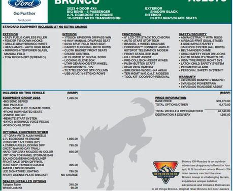 Shadow Black 2023 Ford Bronco Big Bend