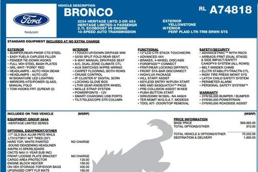 Yellowstone 2024 Ford Bronco Heritage Limited Edition