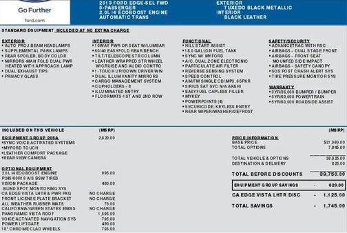 Tuxedo Black Metallic 2013 Ford Edge SEL
