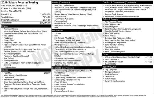 2019 Subaru Forester Touring