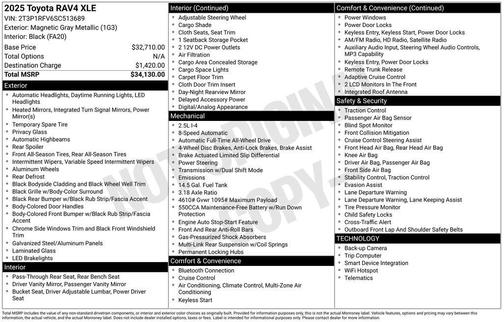 Magnetic Gray Metallic 2025 Toyota RAV4 XLE