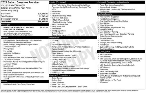 Crystal White Pearl 2024 Subaru Crosstrek Premium