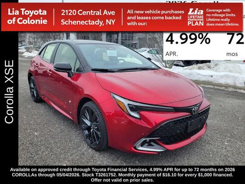 Finish Line Red/Midnight Black Metallic 2026 Toyota Corolla XSE