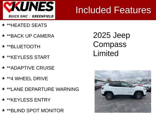 Bright White Clearcoat 2025 Jeep Compass Limited